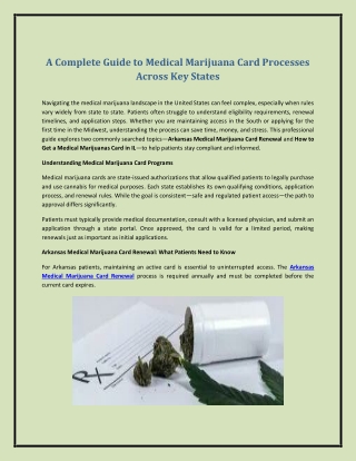 A Complete Guide to Medical Marijuana Card Processes Across Key States