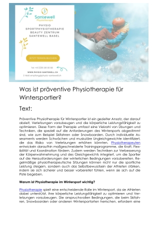 Was ist präventive Physiotherapie für Wintersportler