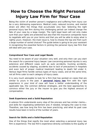 How to Choose the Right Personal Injury Law Firm for Your Case