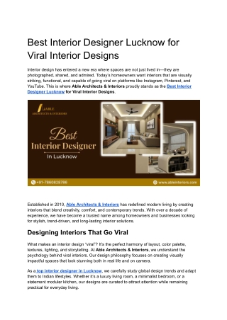 Best Interior Designer Lucknow for Viral Interior Designs