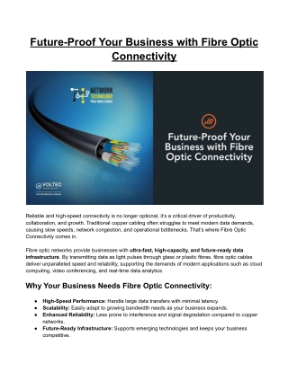 Future-Proof Your Business with Fibre Optic Connectivity