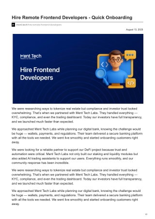 ment.tech-Hire Remote Frontend Developers - Quick Onboarding
