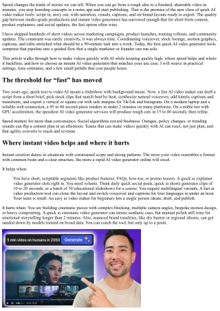 AI Generator for Fast Story Videos: Narratives at Speed