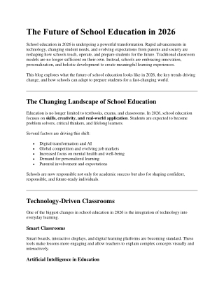 The Future of School Education in 2026