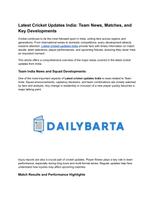 Latest cricket updates India