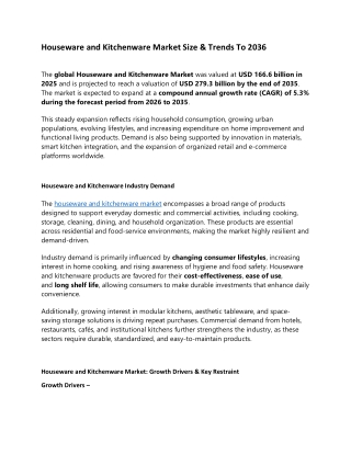 Houseware and Kitchenware Market