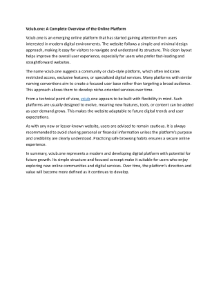 vciub.one represents a modern and developing