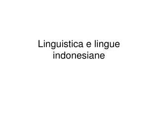 Linguistica e lingue indonesiane