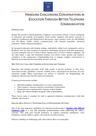 Handling Challenging Conversations in Education Through Better Telephone Communication