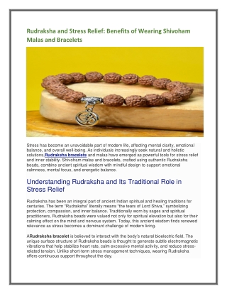 Rudraksha and Stress Relief- Benefits of Wearing Shivoham Malas and Bracelets