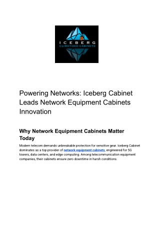 Powering Networks_ Iceberg Cabinet Leads Network Equipment Cabinets Innovation