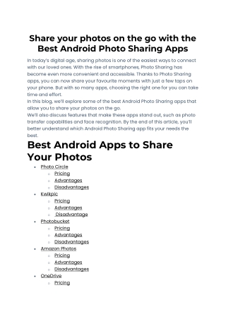 Share your photos on the go with the Best Android Photo Sharing Apps