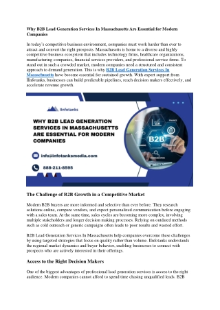 Why B2B Lead Generation Services In Massachusetts Are Essential for Modern Companies