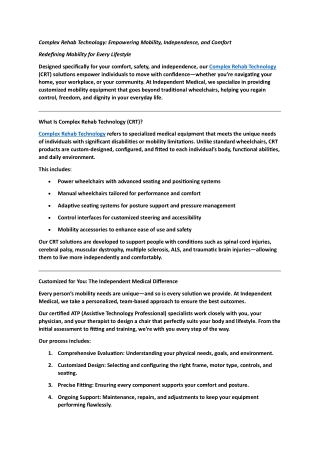 Complex Rehab Technology