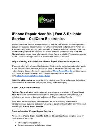 iPhone Repair Near Me _ Fast & Reliable Service – CellCore Electronics