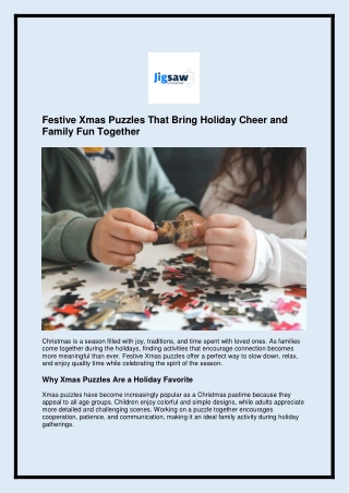 Festive Xmas Puzzles That Bring Holiday Cheer and Family Fun Together