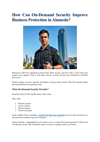 How Can On-Demand Security Improve Business Protection in Alameda?