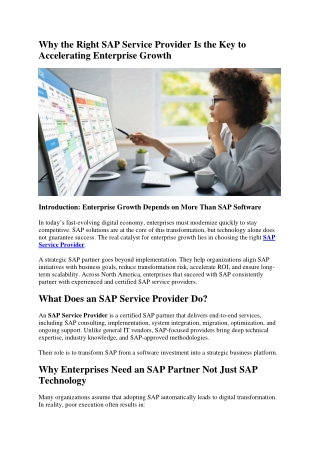 Why the Right SAP Service Provider Is the Key to Accelerating Enterprise Growth