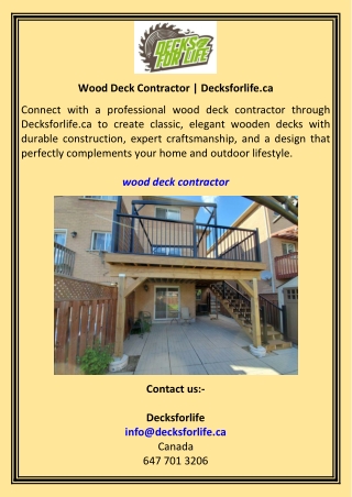Wood Deck Contractor  Decksforlife.ca