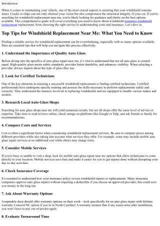 Top Tips for Windshield Replacement Near Me: What You Need to Know