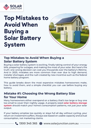 Top Mistakes to Avoid When Buying a Solar Battery System