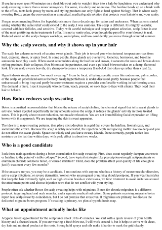 Scalp Sweating Botox: Stay Fresh and Protect Your Blowout