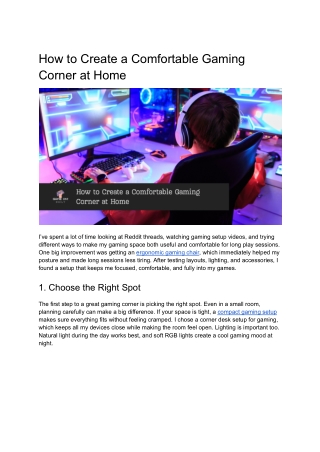 How to Create a Comfortable Gaming Corner at Home