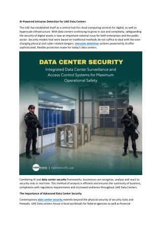 AI-Powered Intrusion Detection for UAE Data Centers