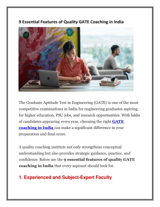 9 Essential Features of Quality GATE Coaching in India