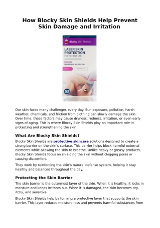 How Blocky Skin Shields Help Prevent Skin Damage and Irritation