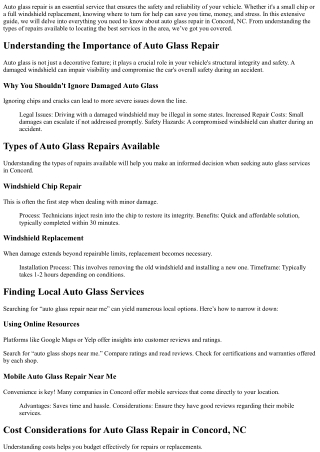 Your Go-To Guide for Auto Glass Repair in Concord, NC