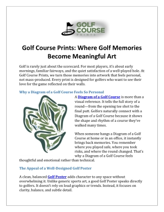 Golf Course Prints Where Golf Memories Become Meaningful Art