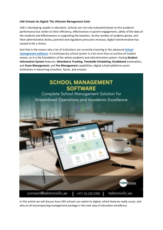 UAE Schools Go Digital - The Ultimate Management Suite