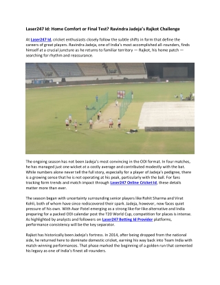 Laser247 Id- Home Comfort or Final Test?