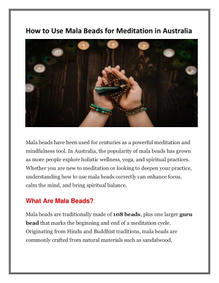 How to Use Mala Beads for Meditation in Australia