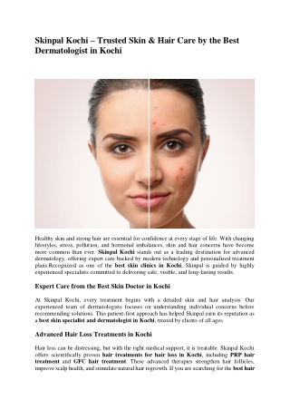Best skin specialist in kochi-Skinpal