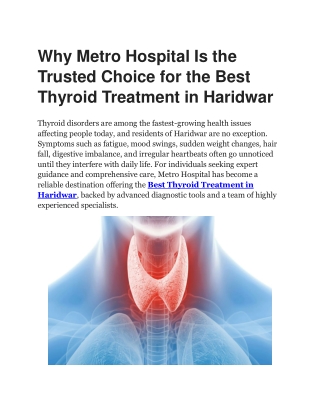 Best Thyroid Treatment in Haridwar | Metro Hospital