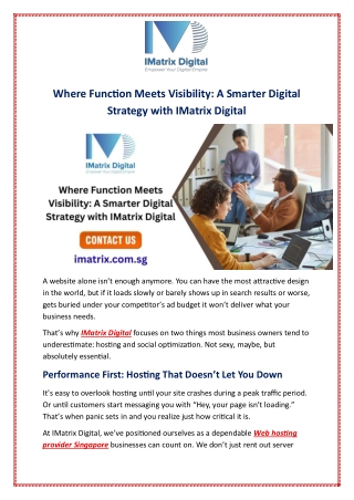 Where Function Meets Visibility: A Smarter Digital Strategy with IMatrix Digital