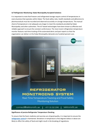 IoT Refrigerator Monitoring Dubai Municipality Accepted Solutions