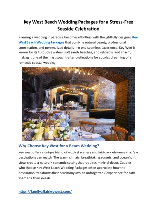 Key West Beach Wedding Packages for a Stress-Free Seaside Celebration