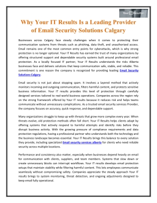 Why Your IT Results Is a Leading Provider of Email Security Solutions Calgary