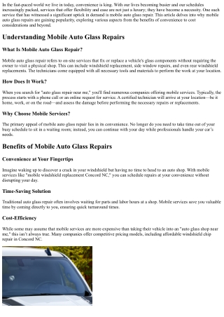 Why Mobile Auto Glass Repairs Are Gaining Popularity