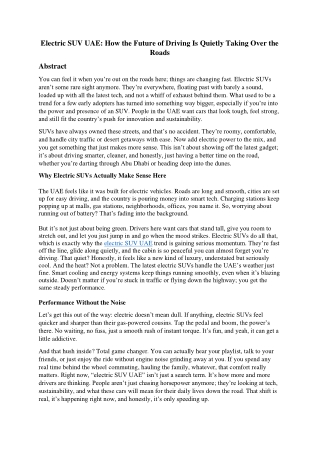 Electric SUV UAE: How the Future of Driving Is Quietly Taking Over the Roads