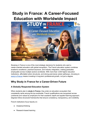 Study in France_ A Career-Focused Education with Worldwide Impact