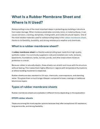 What Is a Rubber Membrane Sheet and Where Is It Used