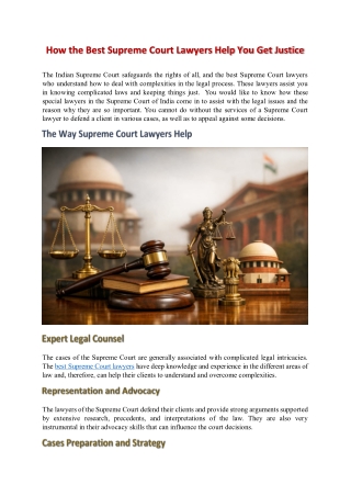 How the Best Supreme Court Lawyers in India Help You Get Justice