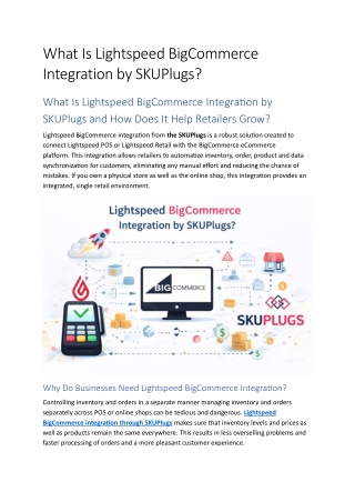 What Is Lightspeed BigCommerce Integration by SKUPlugs