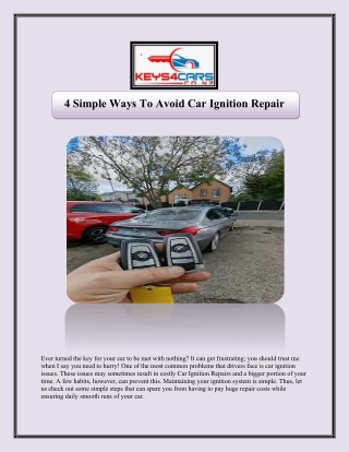 4 Simple Ways To Avoid Car Ignition Repair