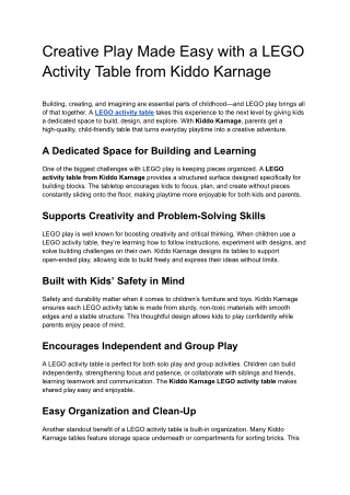 Creative Play Made Easy with a LEGO Activity Table from Kiddo Karnage