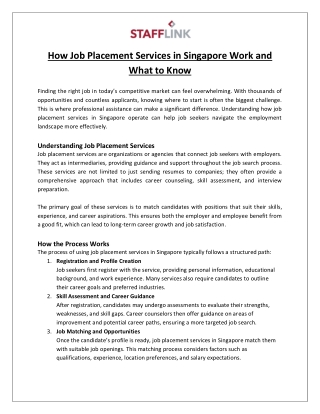 How Job Placement Services in Singapore Work and What to Know